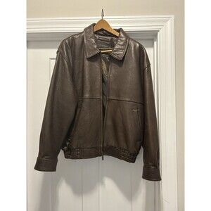 Vintage Roundtree & Yorke Bomber Jacket Mens Large Brown Leather Flight Aviator